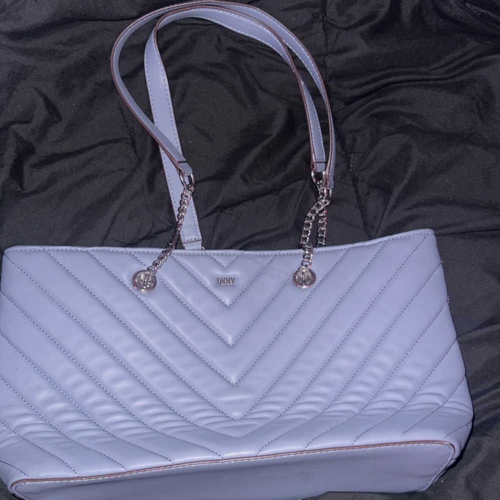 DKNY Quilted Shoulder Bag in Dark Powder Blue